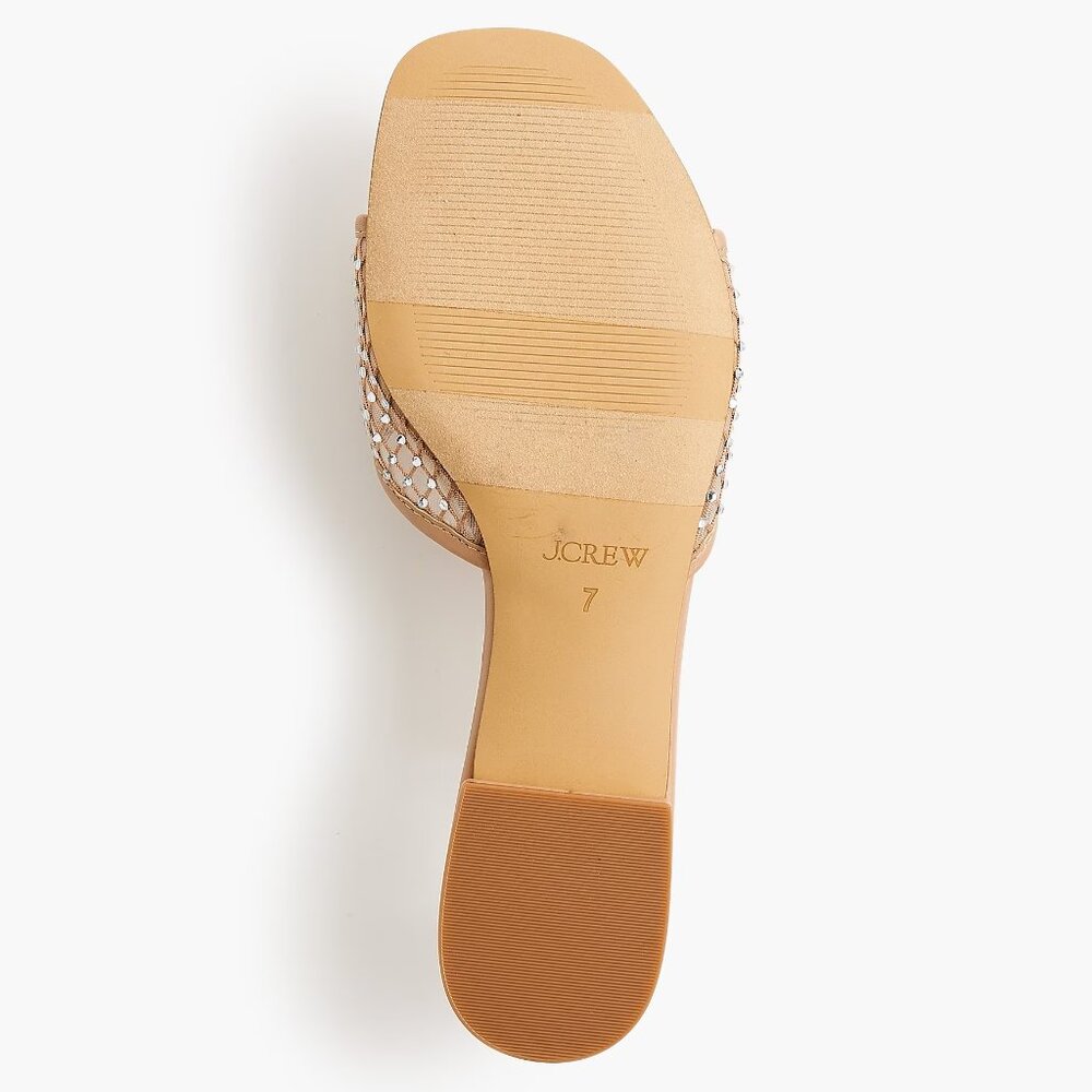 J. Crew Nude Rhinestone Mesh Slide Sandals/NWT/9M - Picture 4 of 10